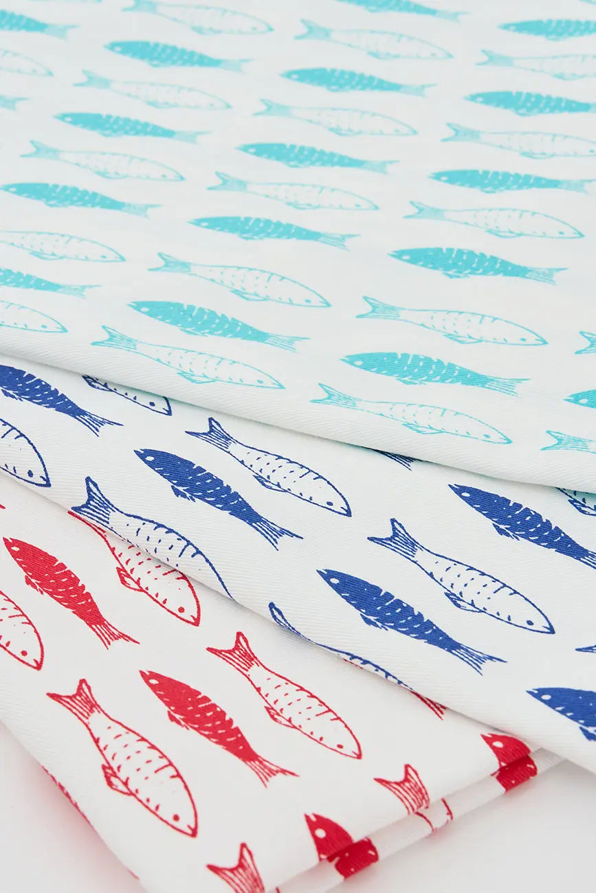 Set de 3 trapos con peces en algodón