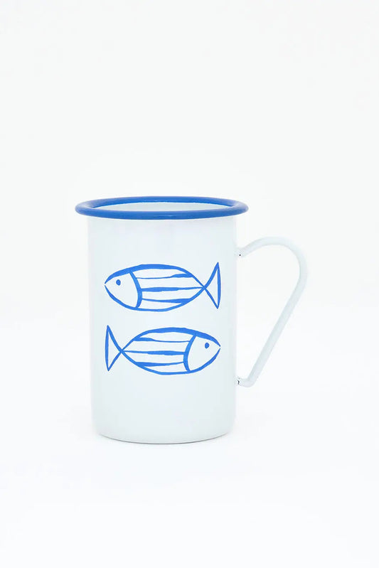 Set de 4 mugs o tazas de metal largas con peces - Batela