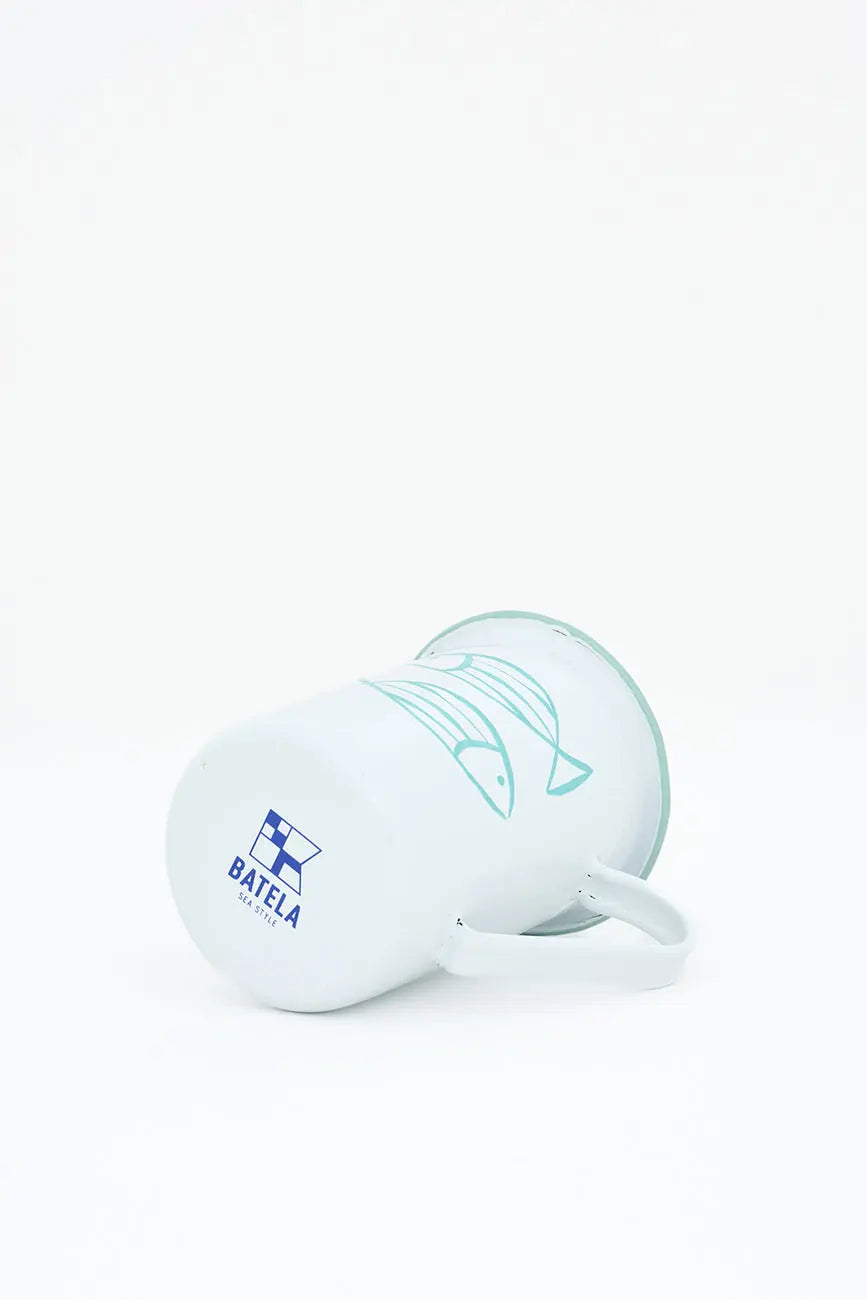 Set de 4 mugs o tazas de metal largas con peces - Batela