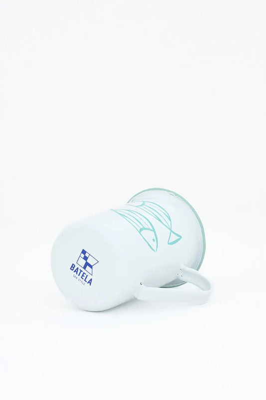 Set de 4 mugs o tazas de metal largas con peces - Batela