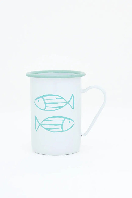 Set de 4 mugs o tazas de metal largas con peces - Batela