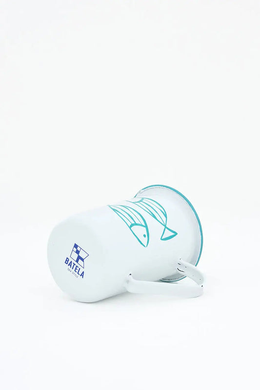 Set de 4 mugs o tazas de metal largas con peces - Batela