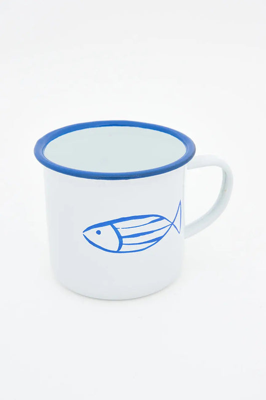 4 mugs o tazas esmaltadas con pez
