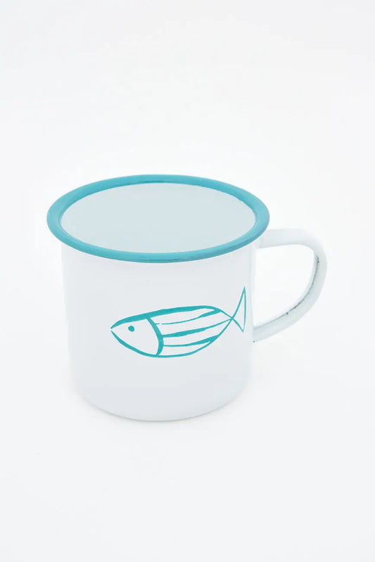 4 mugs o tazas esmaltadas con pez