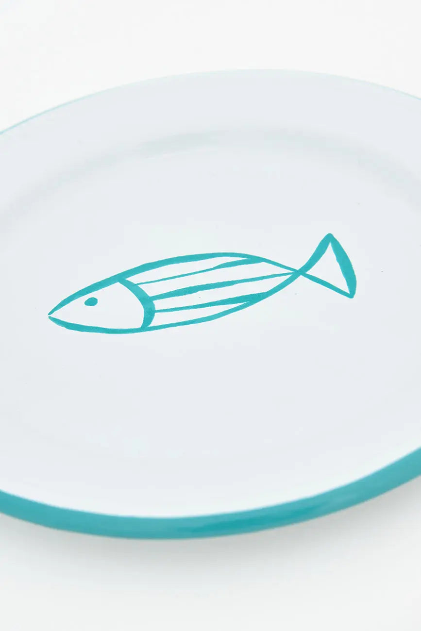 Set de 4 assiettes à poisson en métal émaillé