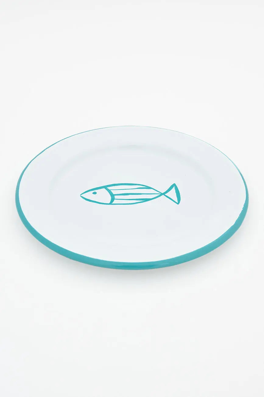 Set de 4 assiettes à poisson en métal émaillé