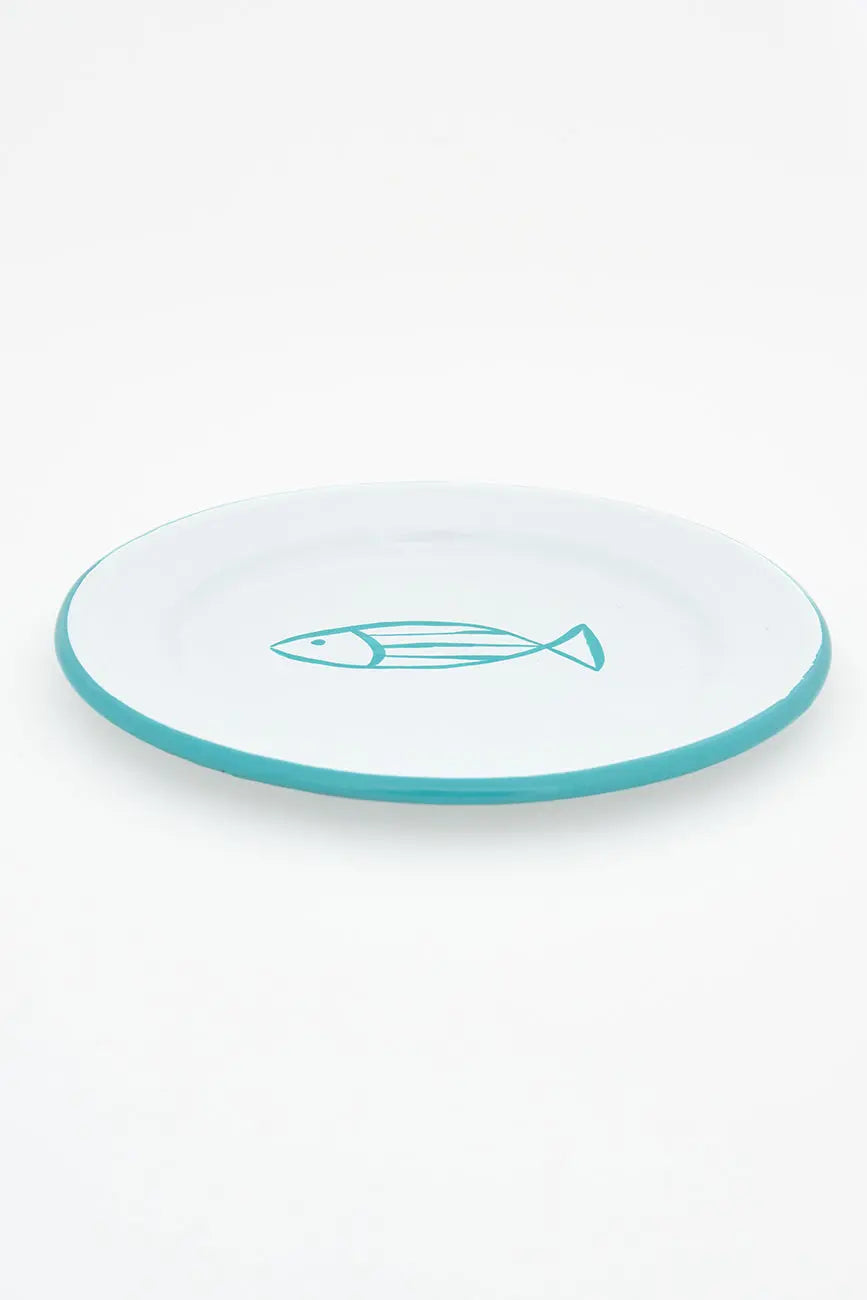Set de 4 assiettes à poisson en métal émaillé