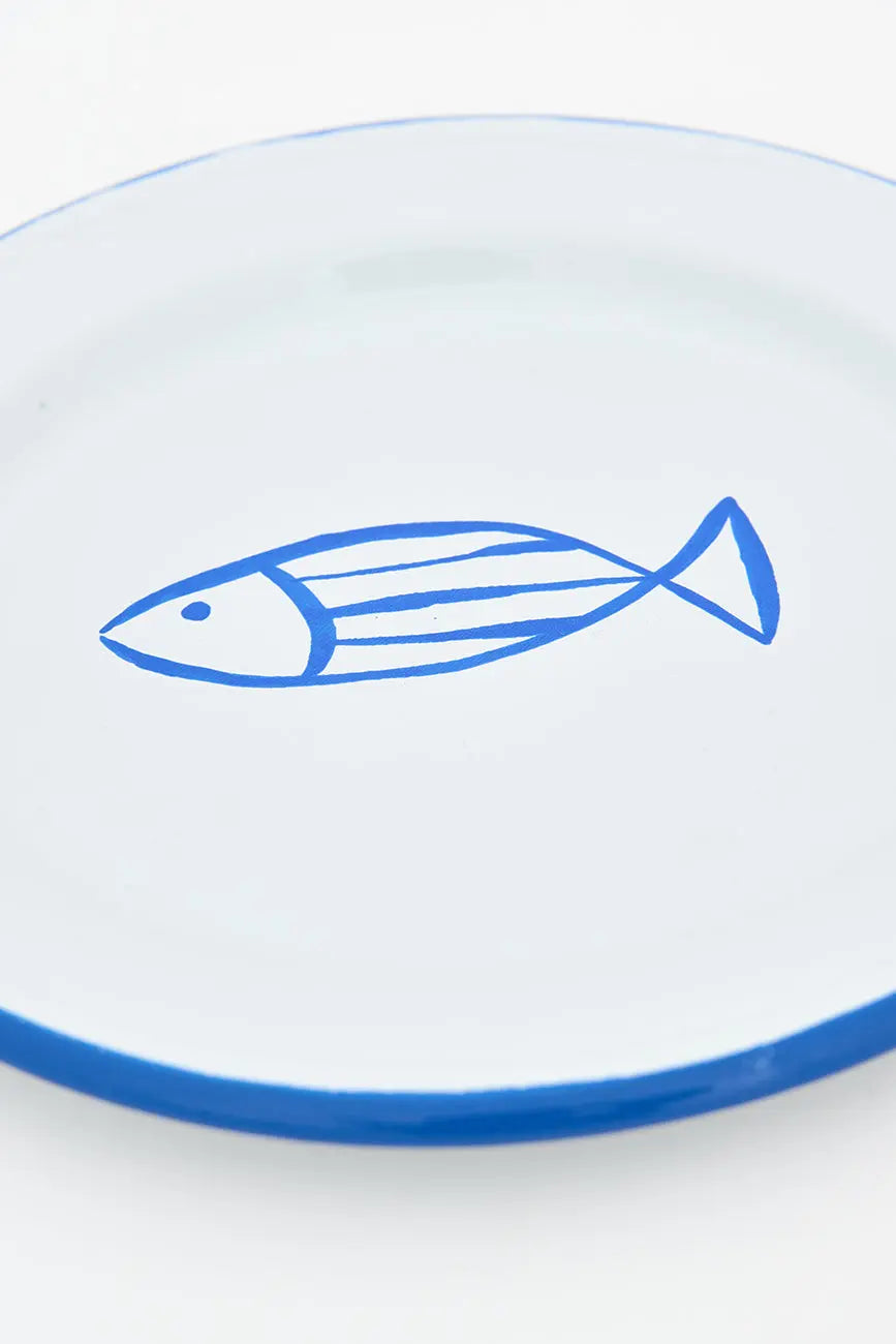 Set de 4 assiettes à poisson en métal émaillé