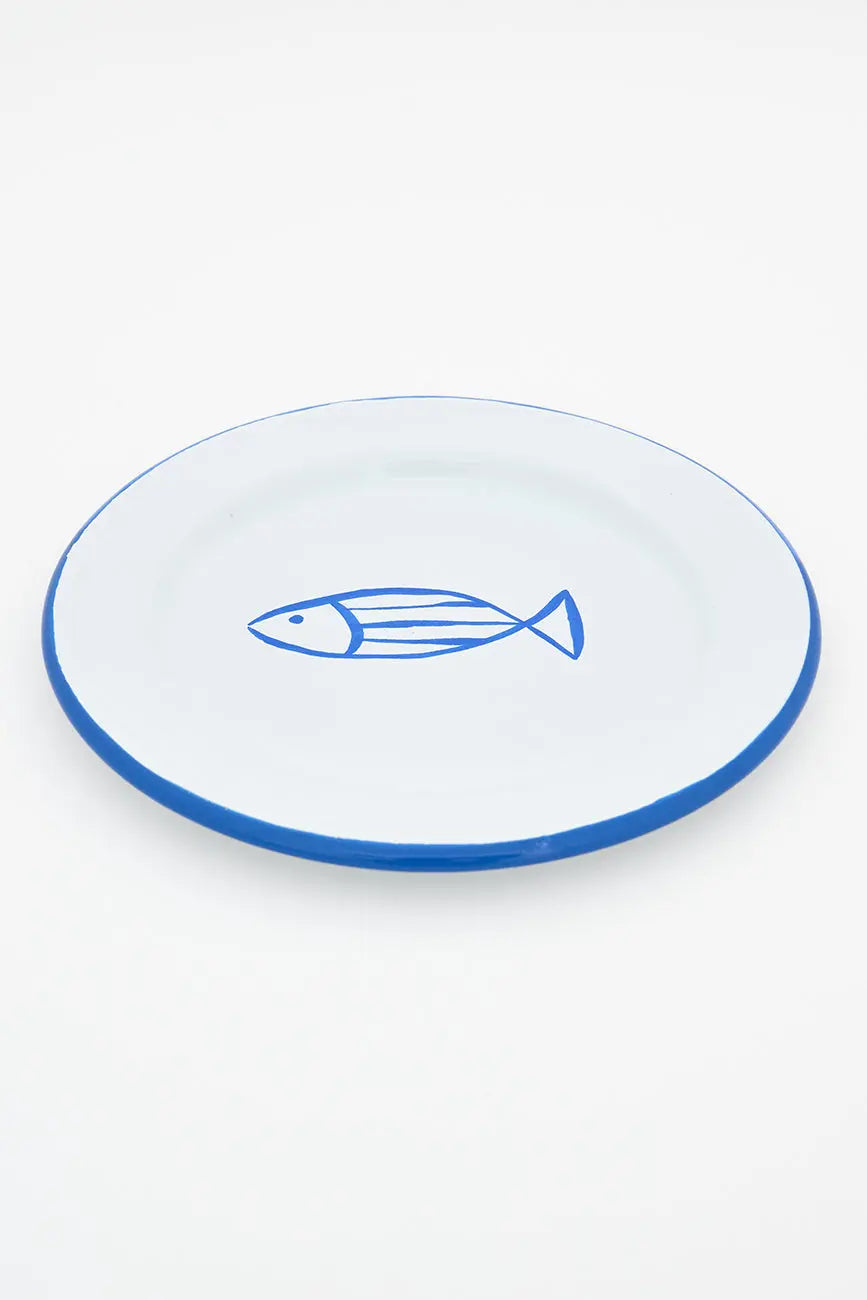 Set de 4 assiettes à poisson en métal émaillé