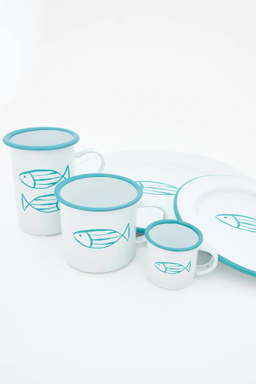 Set de 4 assiettes à poisson en métal émaillé