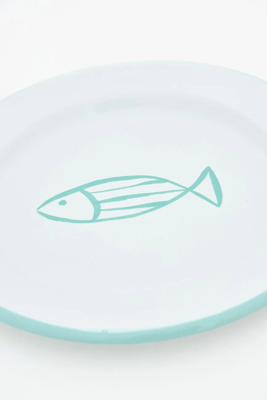 Set de 4 assiettes à poisson en métal émaillé