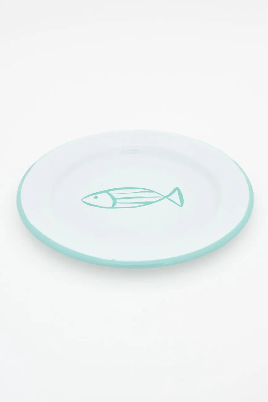 Set de 4 assiettes à poisson en métal émaillé