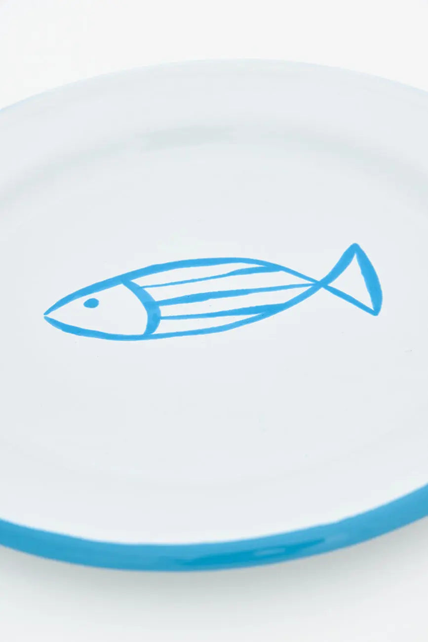 Set de 4 assiettes à poisson en métal émaillé