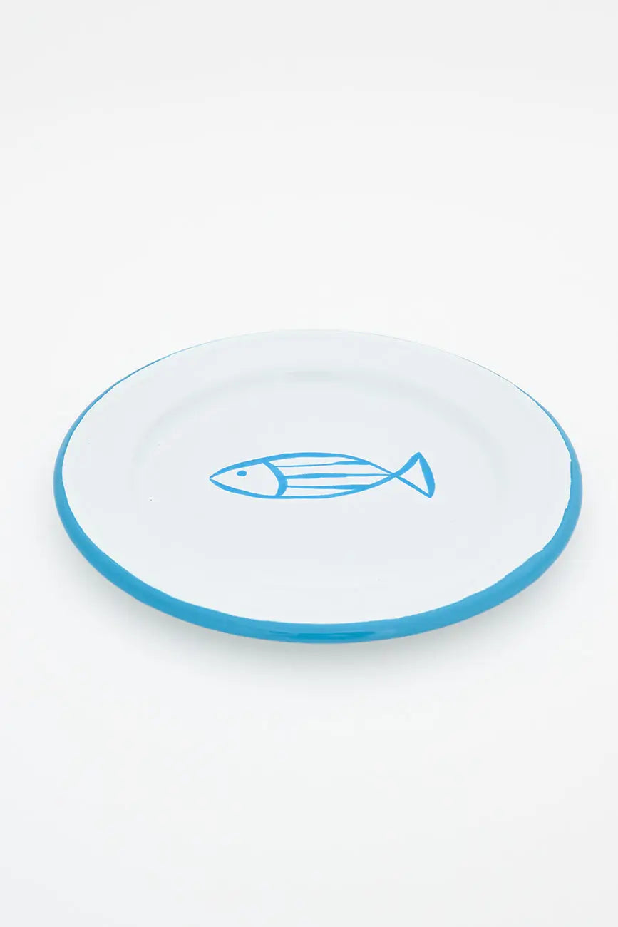 Set de 4 assiettes à poisson en métal émaillé