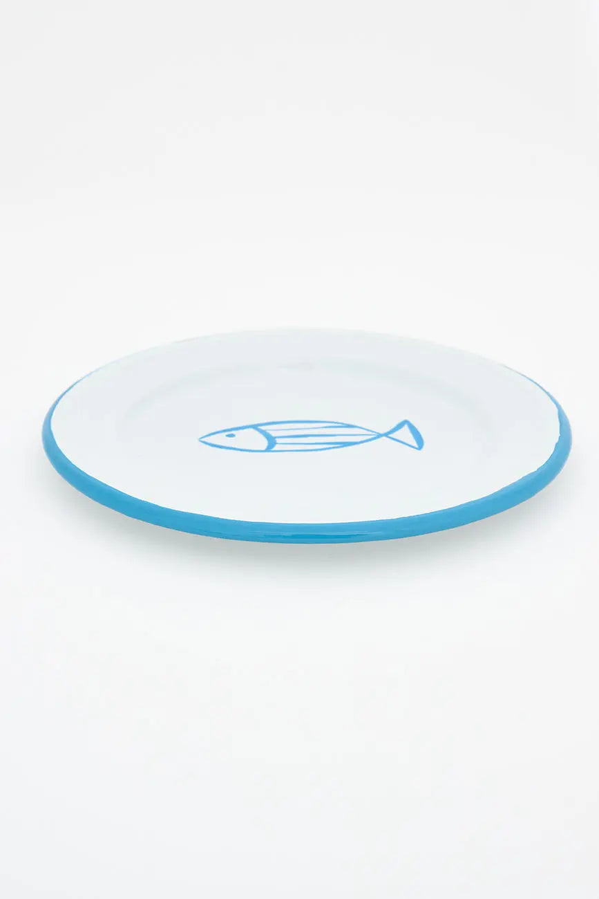 Set de 4 assiettes à poisson en métal émaillé