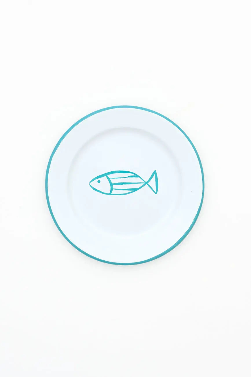 Set de 4 assiettes à poisson en métal émaillé