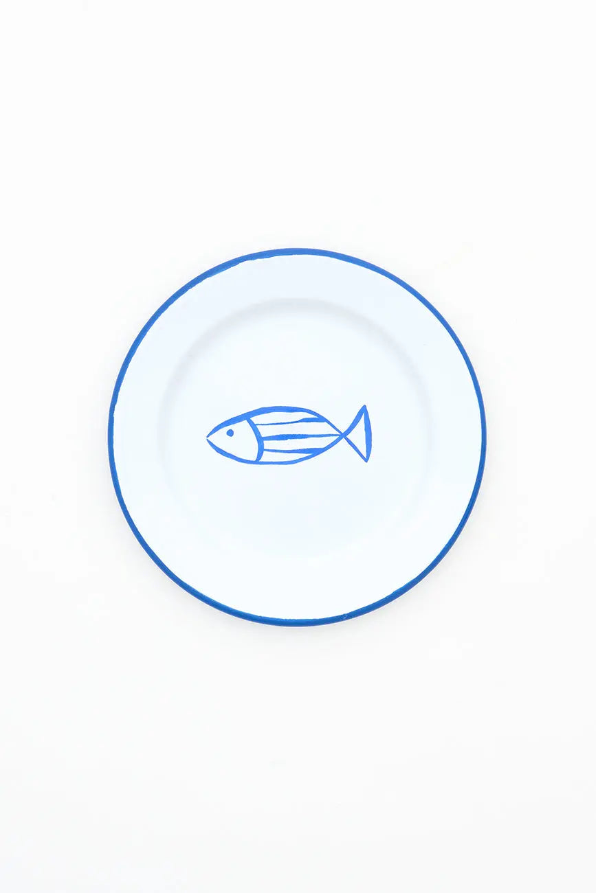 Set de 4 assiettes à poisson en métal émaillé