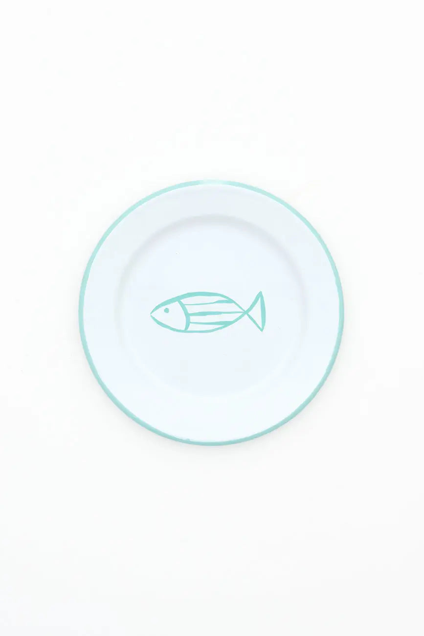 Set de 4 assiettes à poisson en métal émaillé
