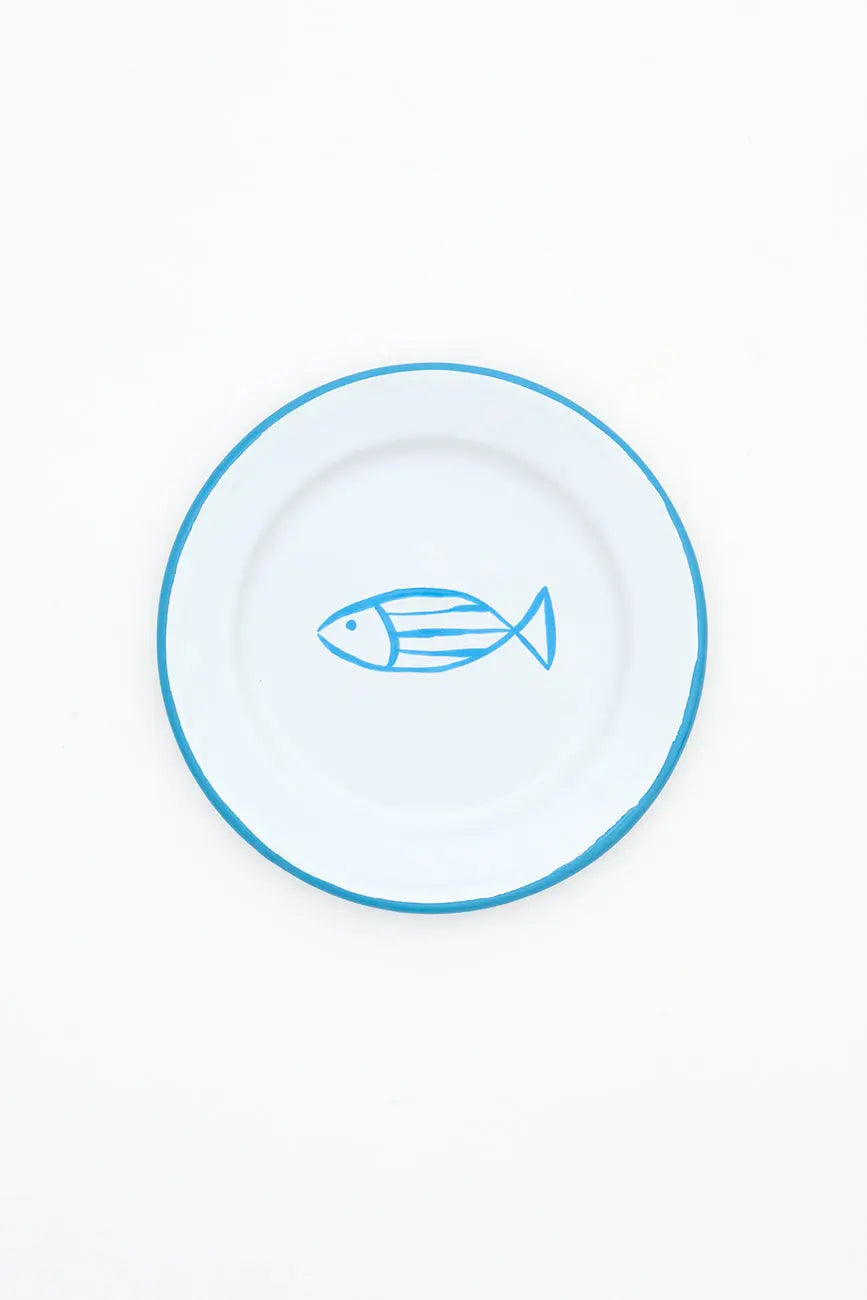 Set de 4 assiettes à poisson en métal émaillé