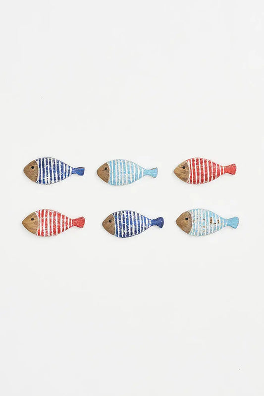 Set of six striped fish magnets