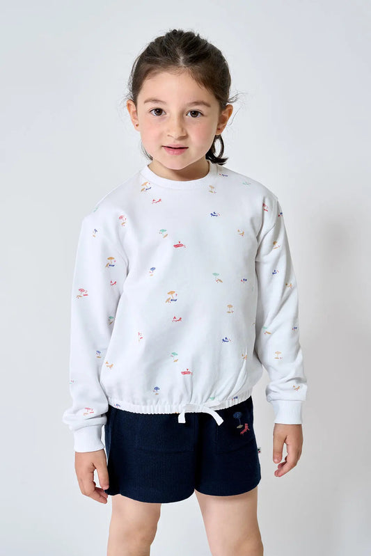 Sudadera algodón Terry con print playero