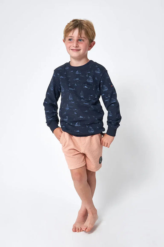 Boys' sweatshirt with boats and front pocket