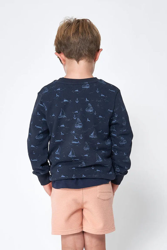 Boys' sweatshirt with boats and front pocket