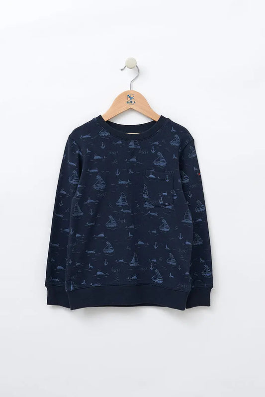 Boys' sweatshirt with boats and front pocket