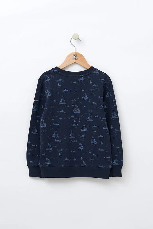 Boys' sweatshirt with boats and front pocket