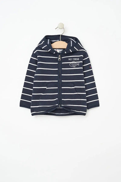 Batela Sudadera marinera a rayas en algodón de bebé con capucha