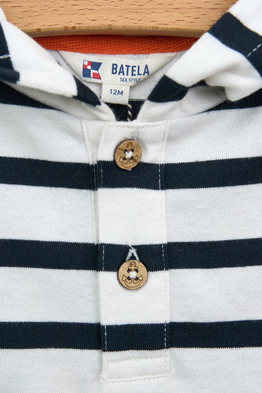 Sudadera marinera de bebé bolsillo canguro