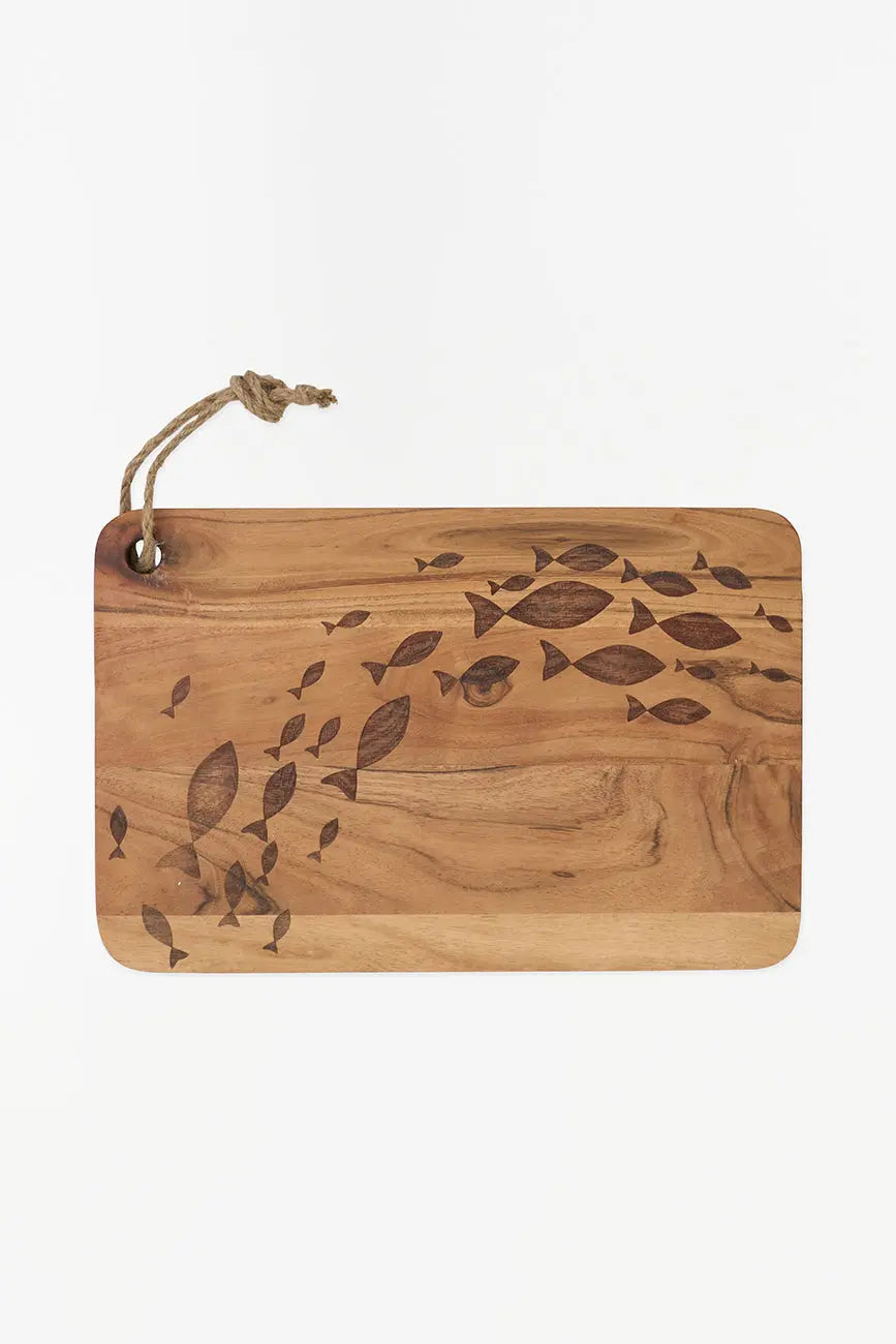 Tabla de cocina con banco de peces