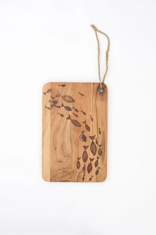 Tabla de cocina con banco de peces