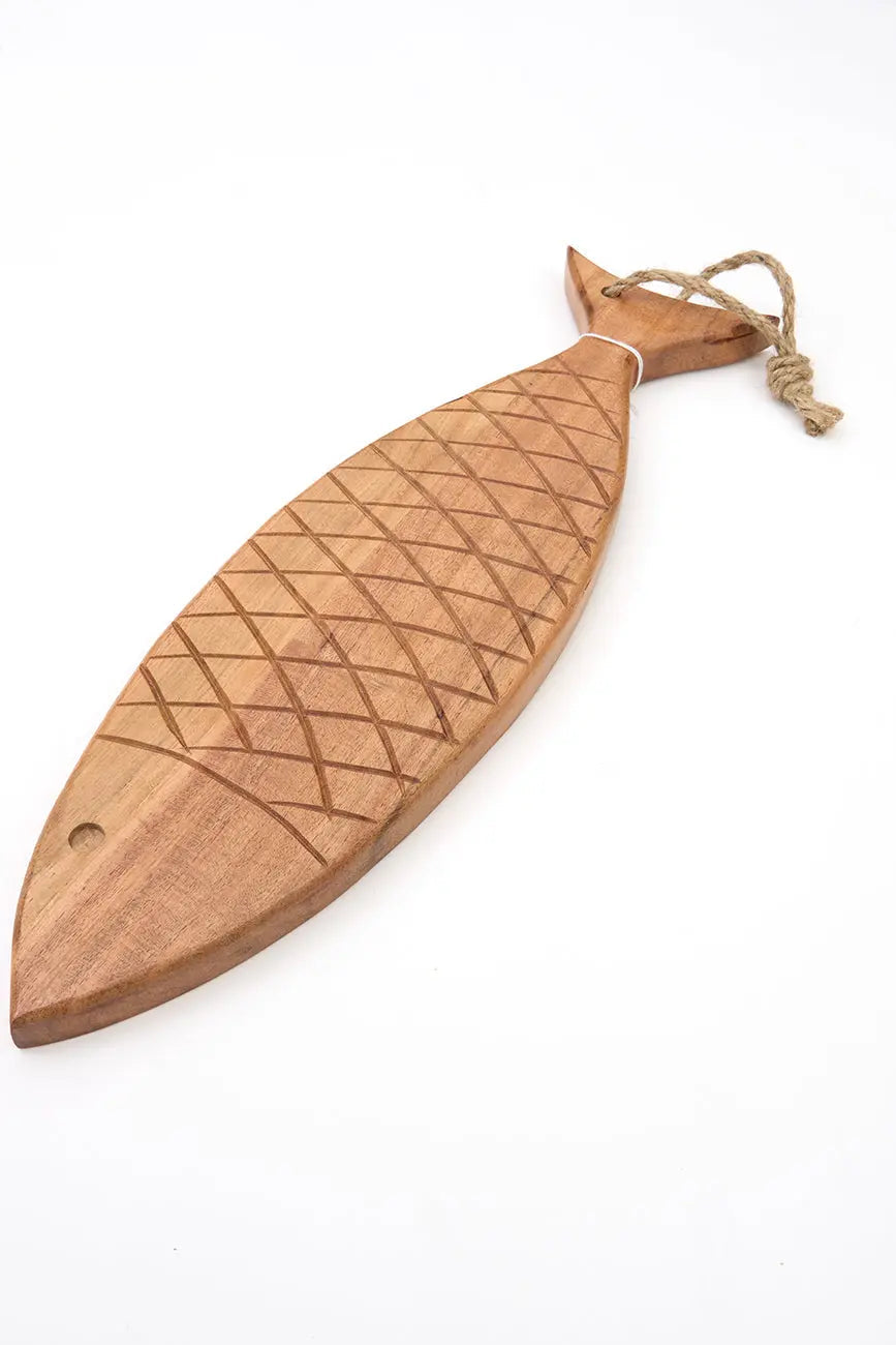 Planche à découper en bois de manguier poisson 49 x 19 cm Planche à découper en bois de manguier poisson 49 x 19 cm