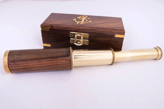 Telescopio de latón y cuero envejecido - D638 Batela