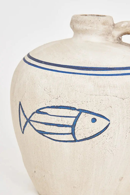 Vasija con pez dibujado. Tamaño mediano. BATELA DECORACION