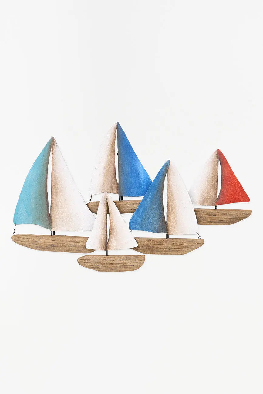 Veleros de madera y metal en colores para pared - Batela