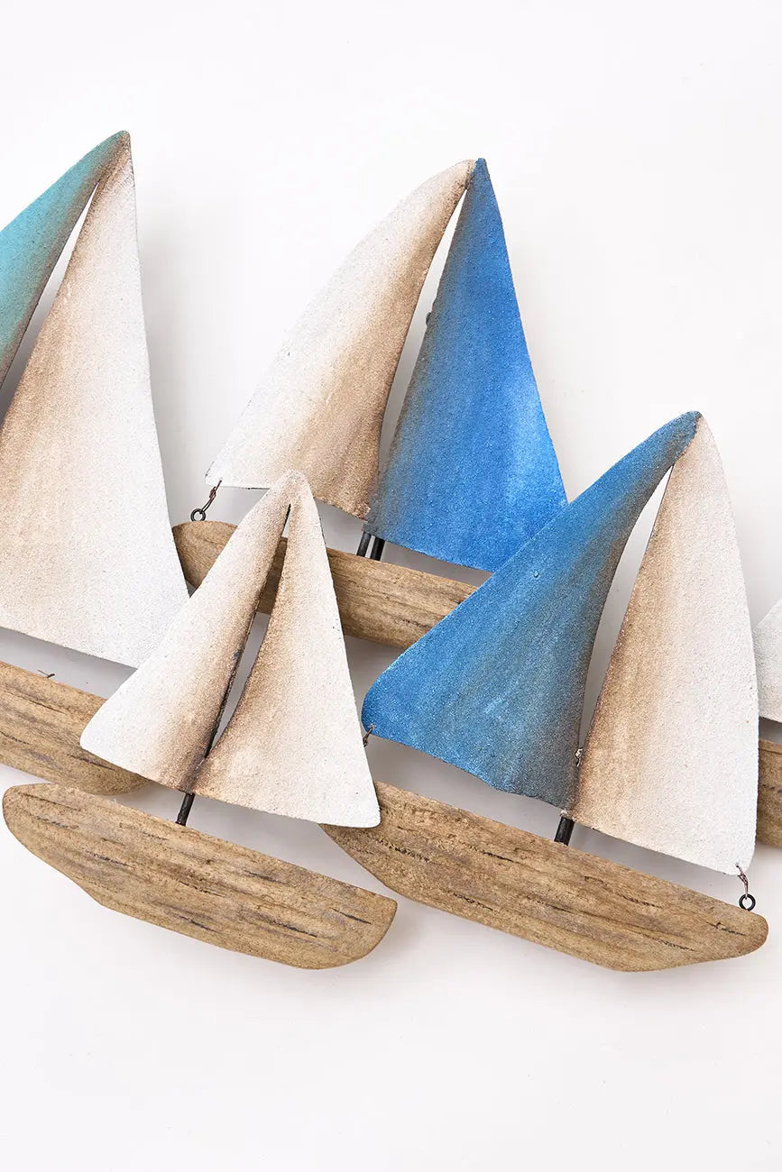 Veleros de madera y metal en colores para pared - Batela