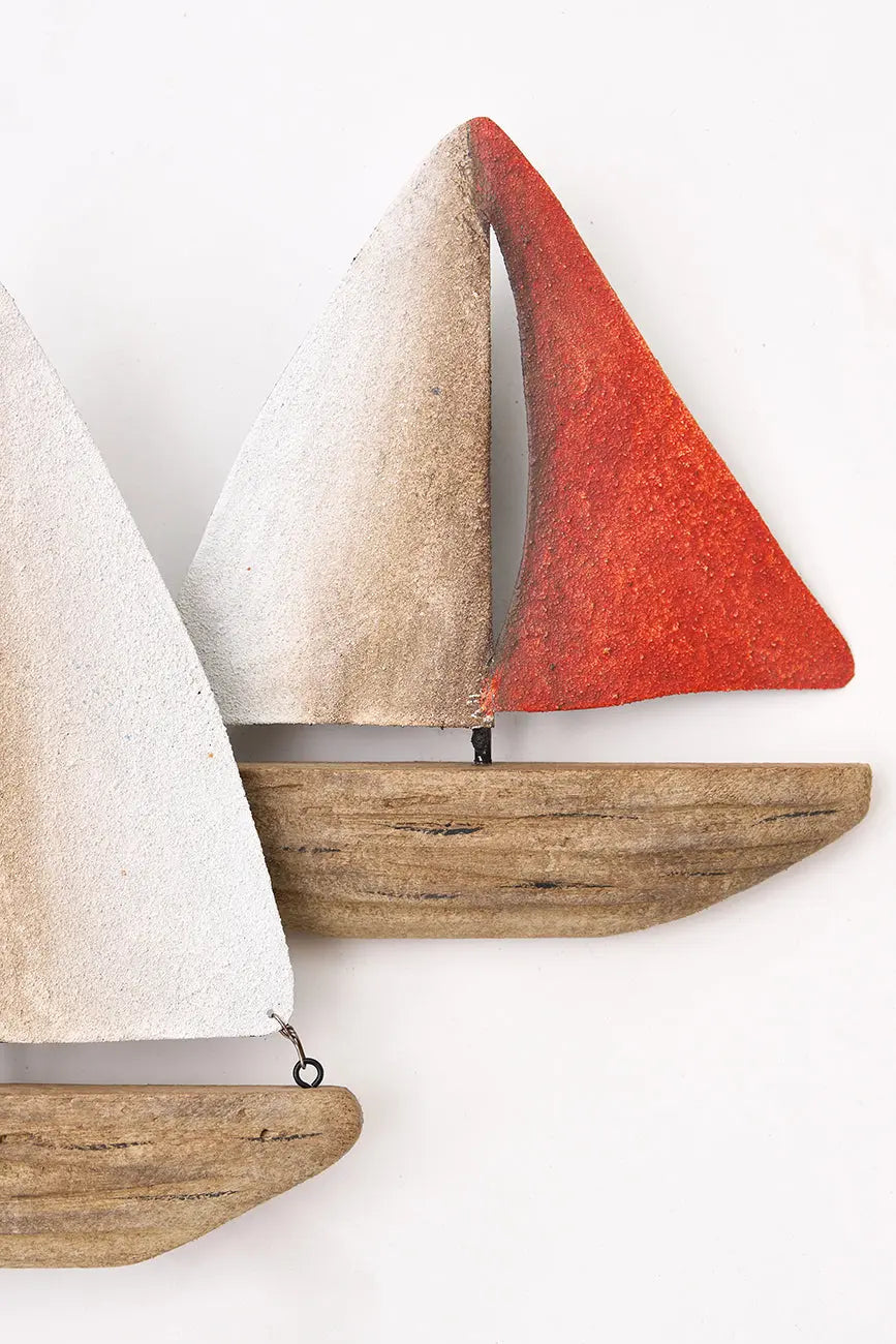 Veleros de madera y metal en colores para pared - Batela