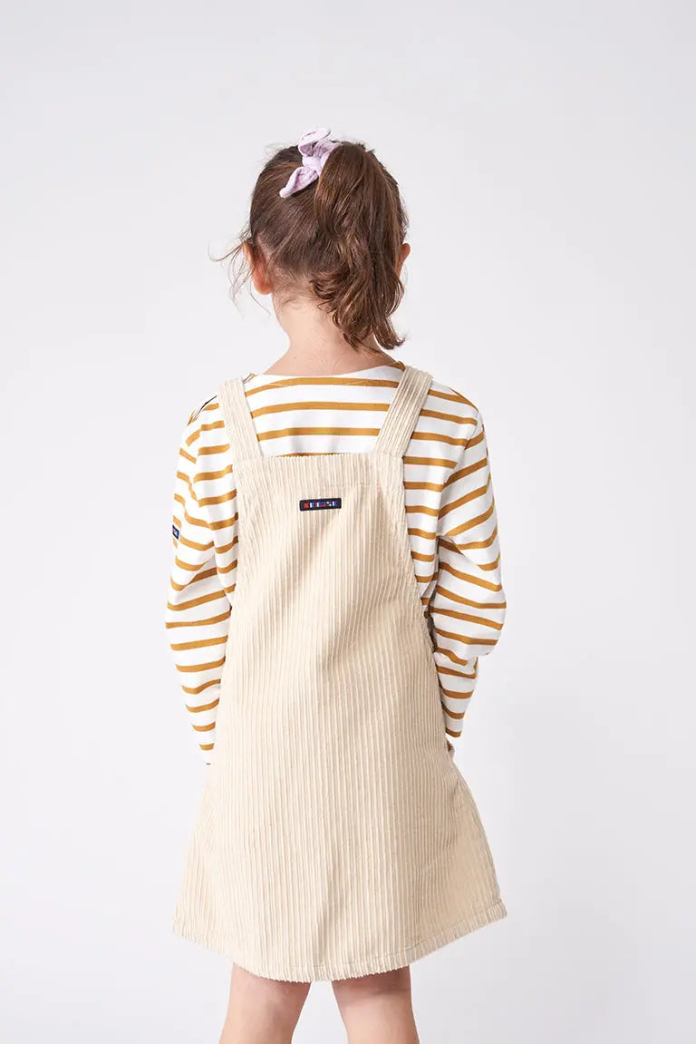 Corduroy pinafore dress with buttons and front pockets