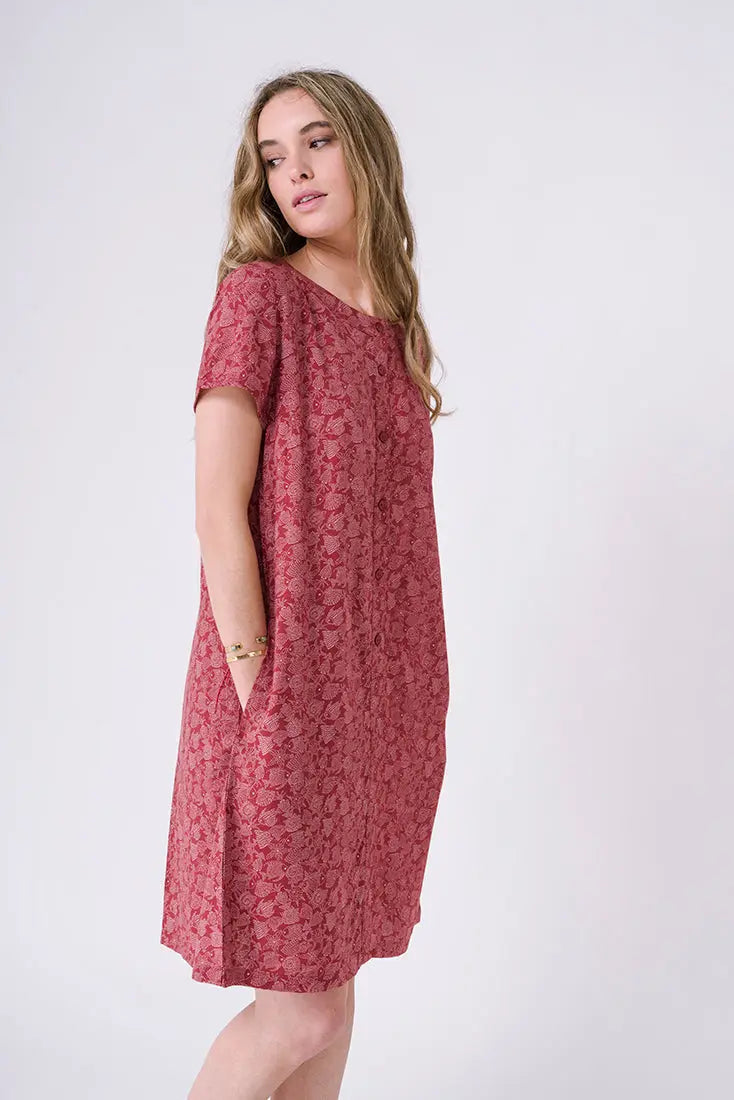 Robe à manches courtes en viscose