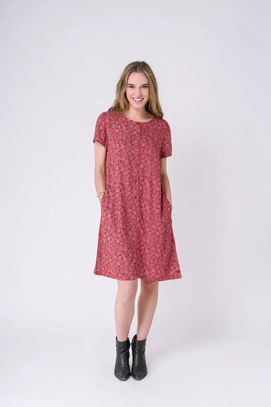 Robe à manches courtes en viscose
