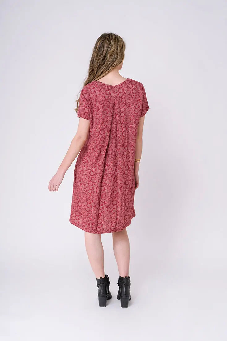 Robe à manches courtes en viscose