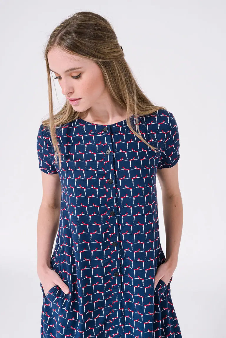 Short-sleeved viscose dress