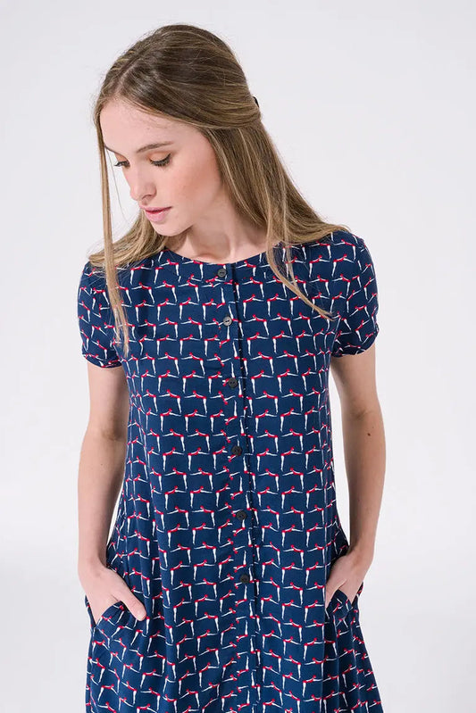 Robe à manches courtes en viscose