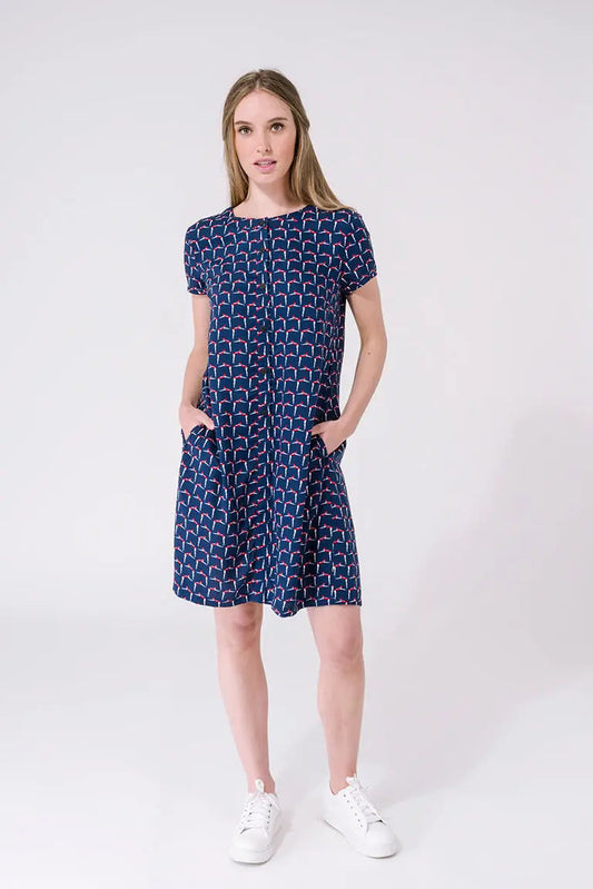 Robe à manches courtes en viscose