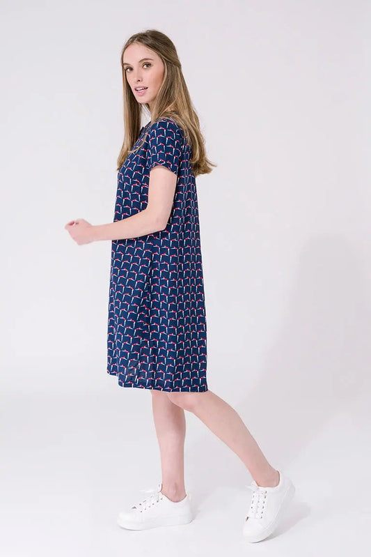 Robe à manches courtes en viscose