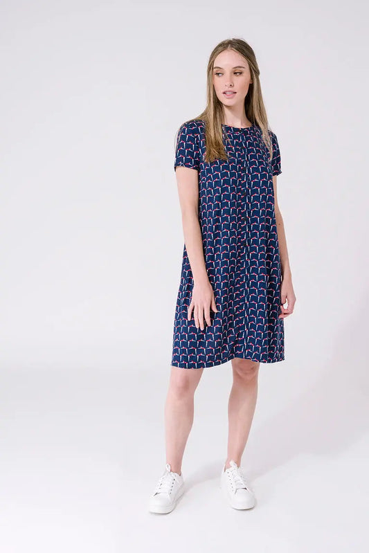 Robe à manches courtes en viscose