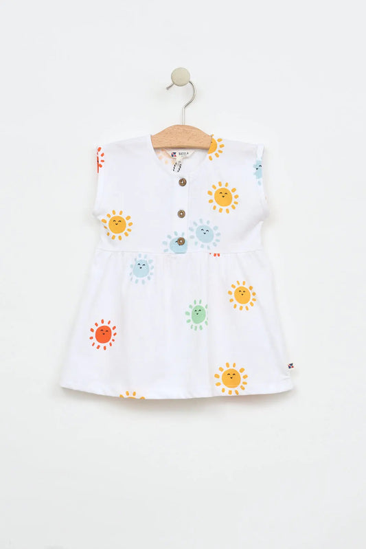 Sleeveless printed baby dress