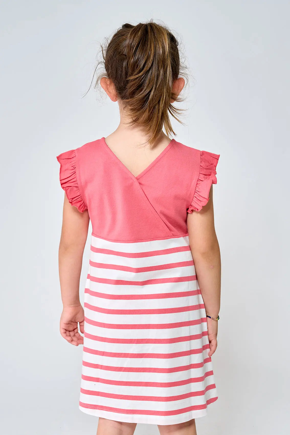 Sailor dress with ruffles on the sleeve